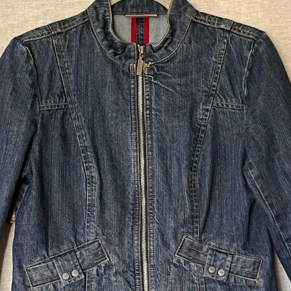 i. e. relaxed Zip Front Tailored Jean Jacket Blazer - Size Medium - Picture 6 of 9